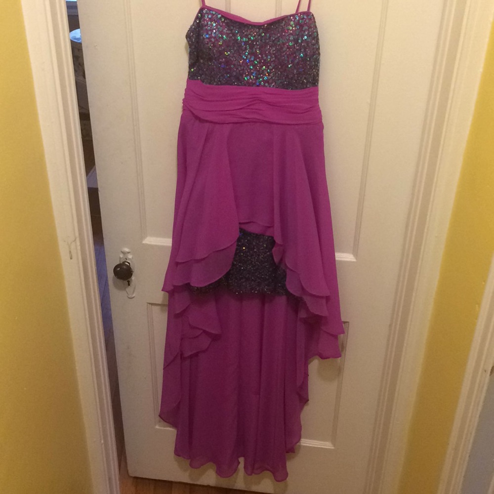 Sequins high low prom dress